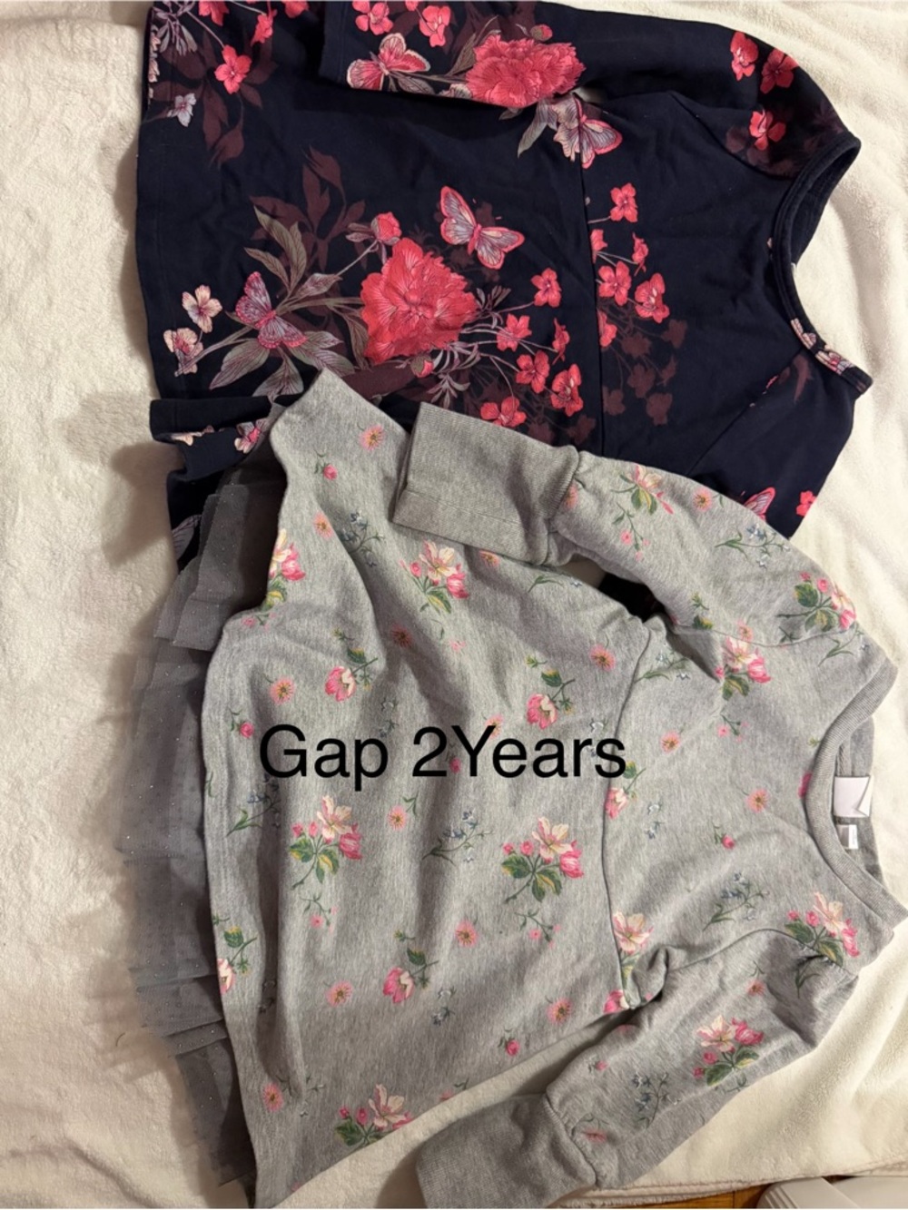 GAP Girls Navy & Gray Floral Sweatshirt Dress Duo